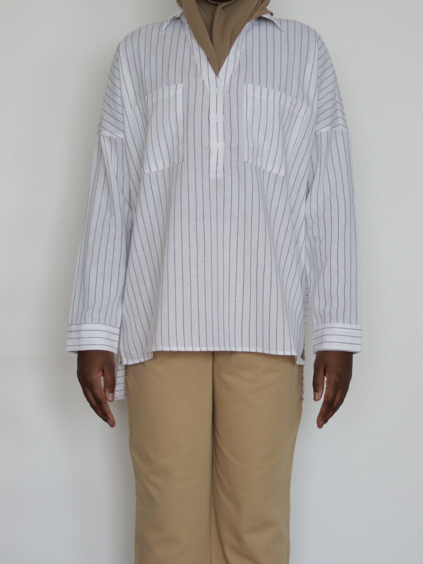 Cotton stripe shirt - White