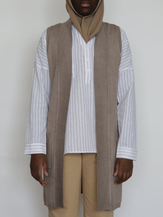 Sleeveless cardigan - Taupe