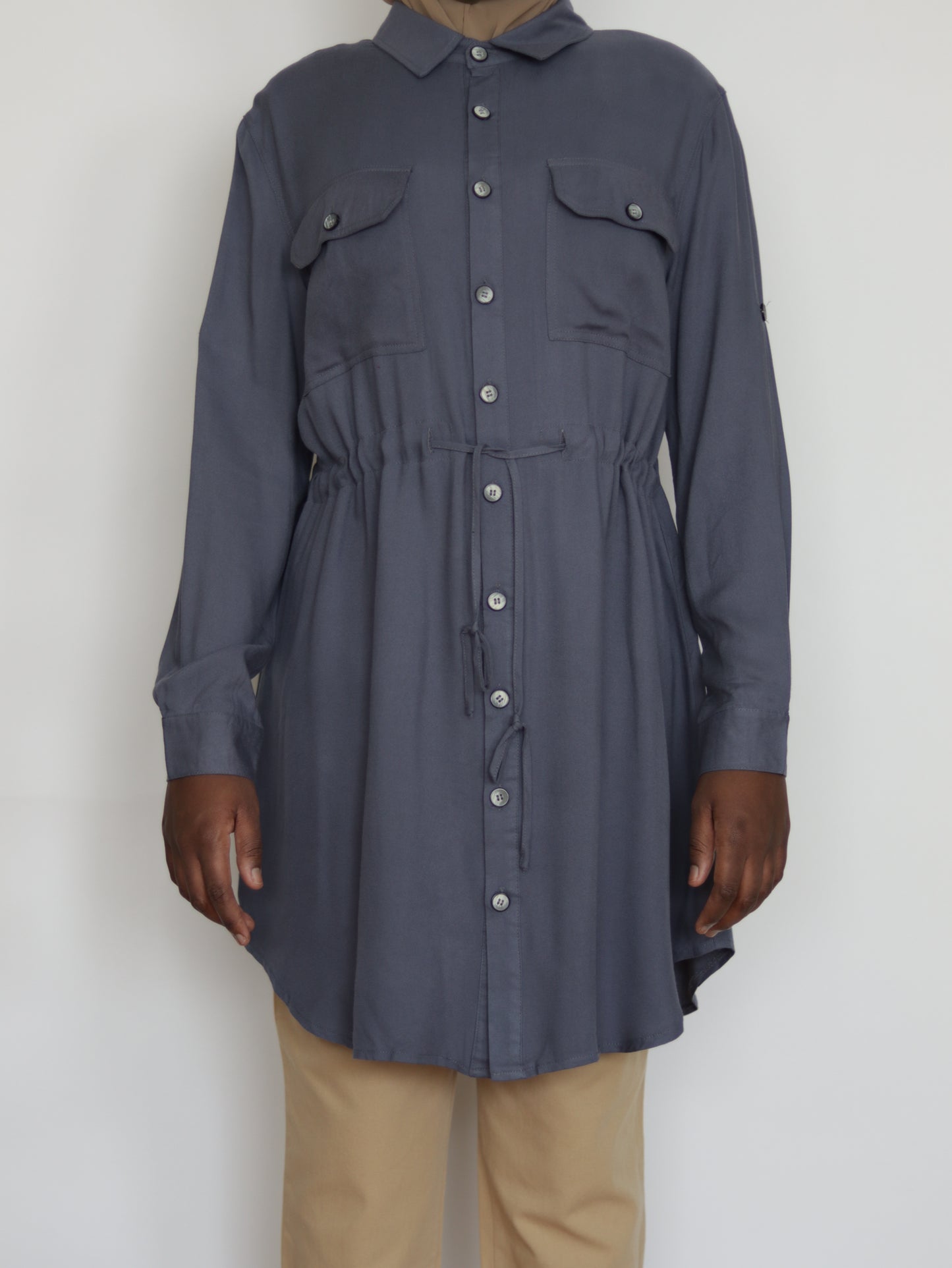 Belted shirt dress - Blue