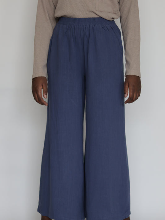 Linen palazzo pants - Blue