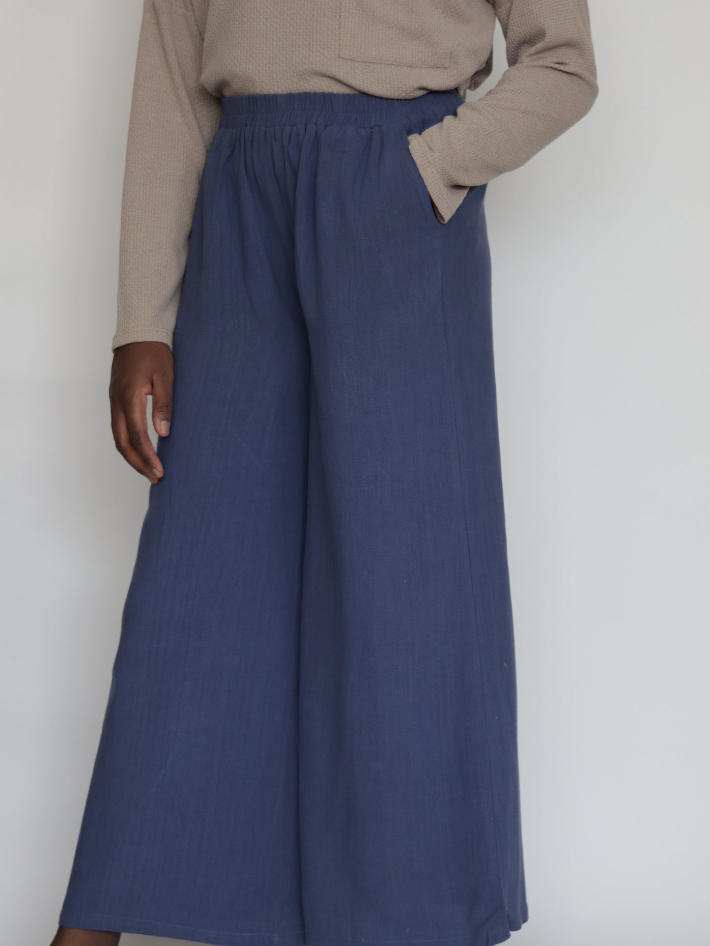 Linen palazzo pants - Blue