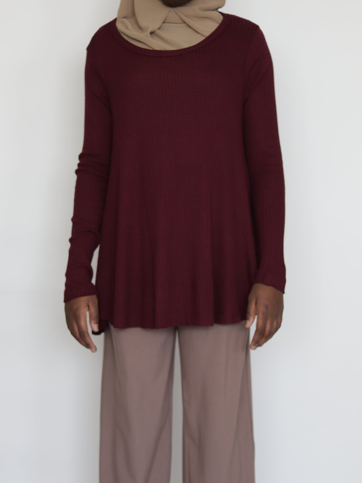 Waffle knit tunic - Burgundy